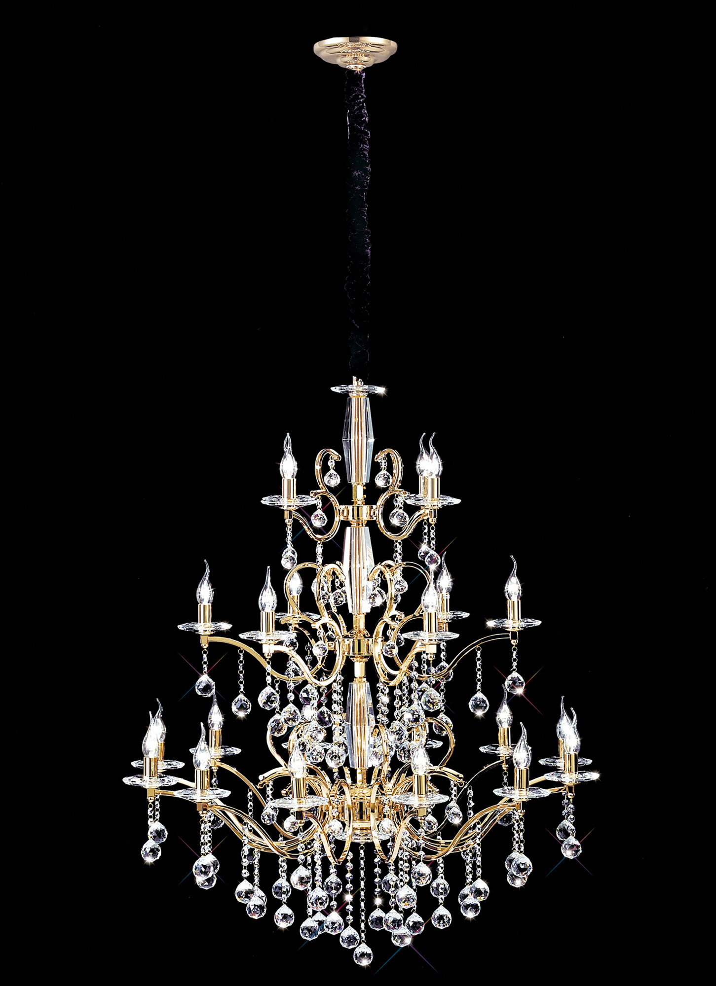IL30226+4+12  Zinta Crystal Chandelier 22 Light (26.4kg) French Gold